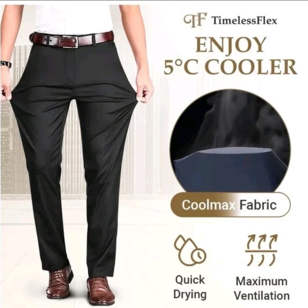 Timeless Flex NWT Mens Dress/Casual High Stretch Straight Fit Pants, Khaki 32 W - Picture 4 of 7